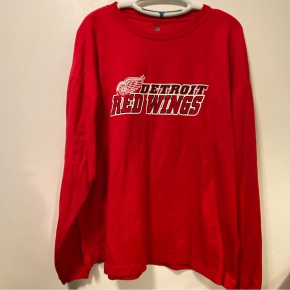 Detroit Red Wings Shirt Mens Size 2XL Long Sleeve Red Pull Over Cotton - Picture 1 of 8